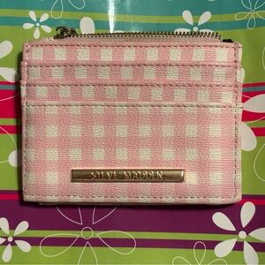 Steve Madden Pink and White Checkered Card Holder